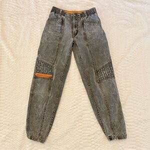 RARE Vintage 80s LEVIS Acid Wash Elastic Waist Orang Tab Sport Jeans Youth 10/11